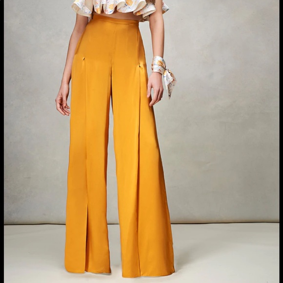 Flowy silk split leg pants - Picture 1 of 9